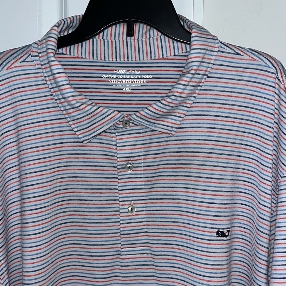 OTG On The Go vineyard vines whale Golf Sankaty Polo Stripes shirt 4XB Big Man